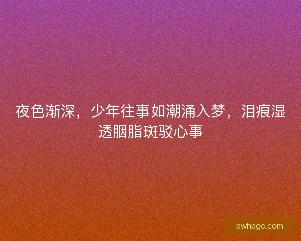 夜色渐深，少年往事如潮涌入梦，泪痕湿透胭脂斑驳心事