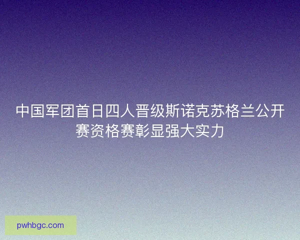 中国军团首日四人晋级斯诺克苏格兰公开赛资格赛彰显强大实力