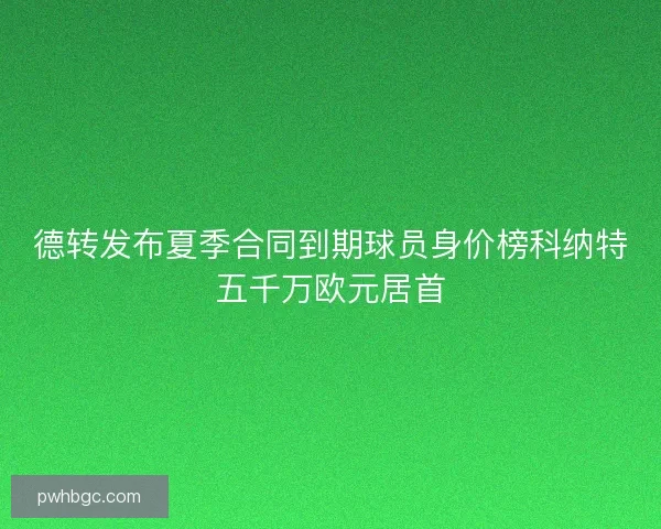 德转发布夏季合同到期球员身价榜科纳特五千万欧元居首